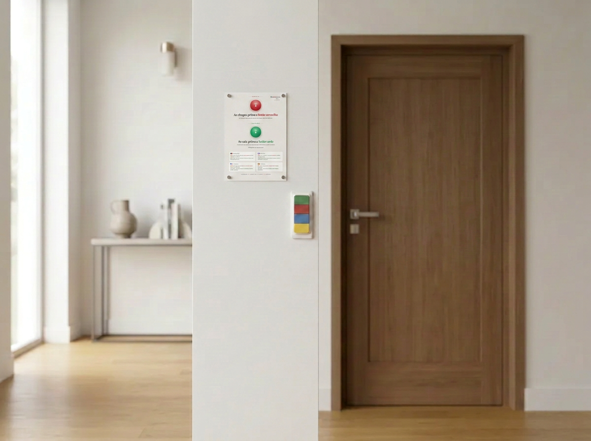 A3 sheet with button key placed next to a door
